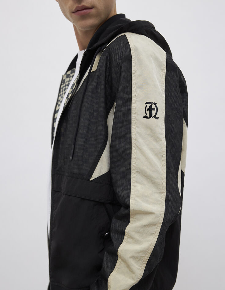 Blouson réversible noir et damier Homme-5
