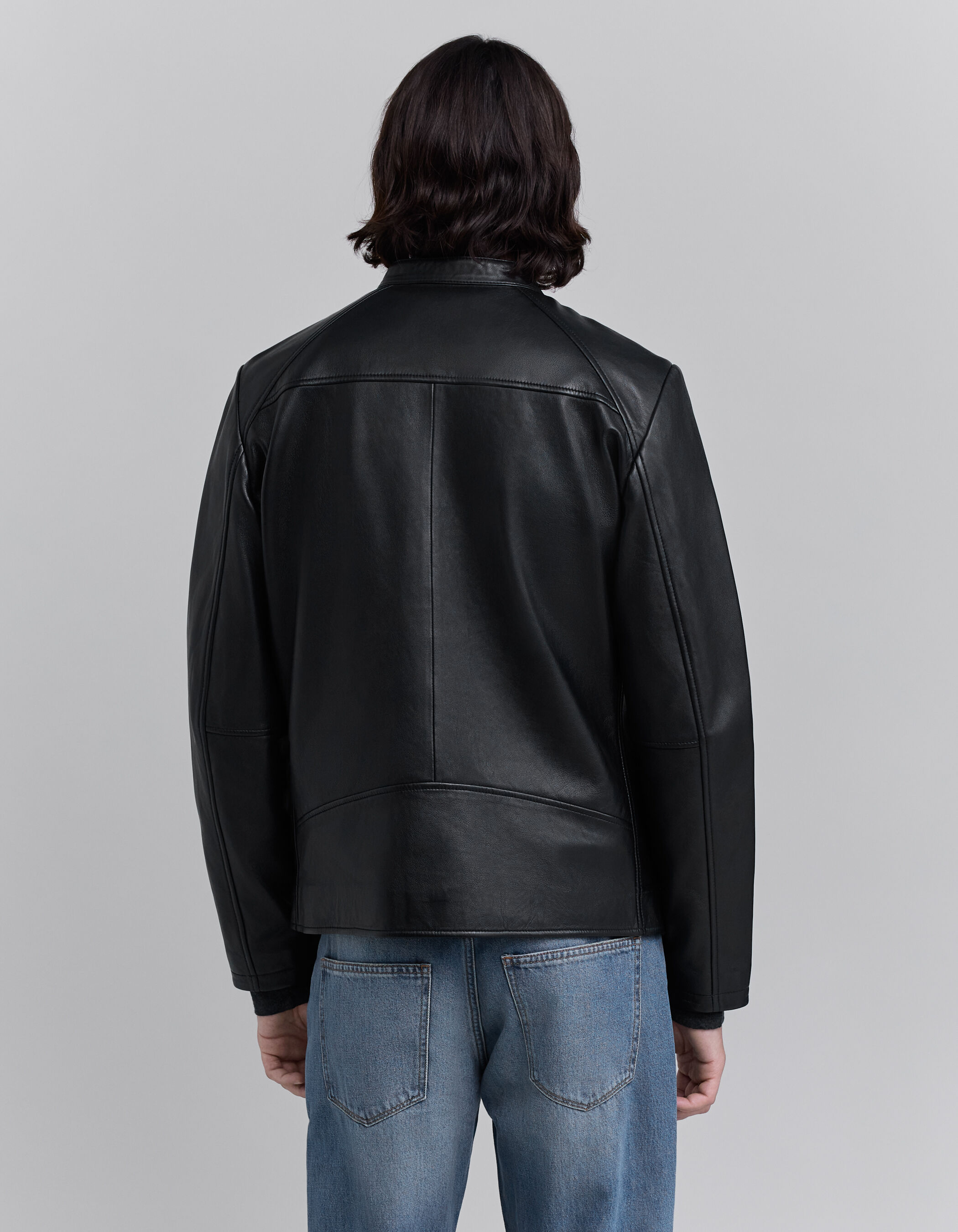 Blouson noir en cuir Homme IKKS