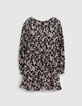 Robe noire effet portefeuille imprim&eacute; graphique fille-3