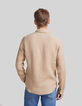 Beiges SLIM-Herrenhemd aus Leinen-3