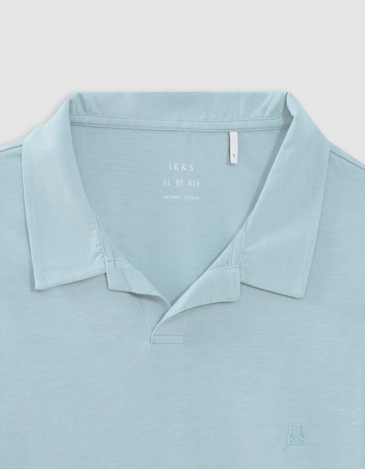 Herrenpoloshirt REGULAR, hellblau, Biowolle, geflammt-7