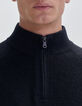 Marineblauer Herrenrippstrickpullover mit Troyerkragen-4