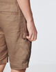 Bermuda battle CROPPED beige en lin Homme-4