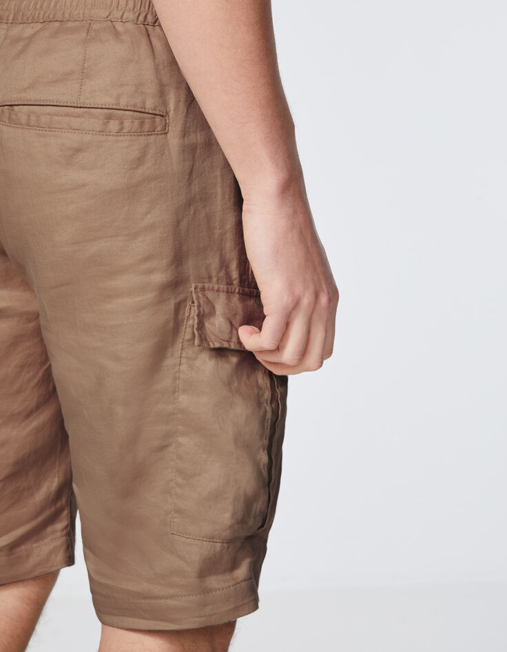 Bermuda battle CROPPED beige en lin Homme-4