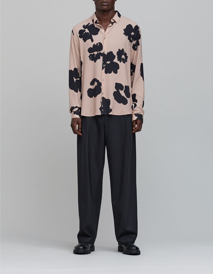 Puur Edition-Man's maxi gebloemd SLIM rozenhout overhemd-1 Puur Edition-Man's maxi gebloemd SLIM rozenhout overhemd-1