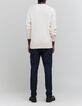 Pull blanc cass&eacute; tricot boutons &eacute;paule Homme-5