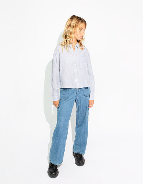 Girls’ blue COMBAT extra wide leg jeans