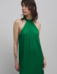 Grünes zerknittertes Kleid aus recyceltem Polyester-5