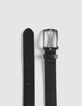 Ceinture noire cuir embossé rayures Homme-2