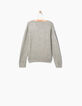 Pull gris à bandes lurex aux manches fille-3