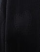Pull noir tricot ajouré motif cœurs fille-7