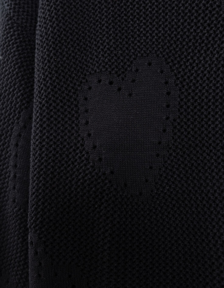 Pull noir tricot ajouré motif cœurs fille-7