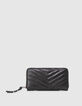 Cartera mujer 1440 Compagnon de cuero repujado negro para mujer-2