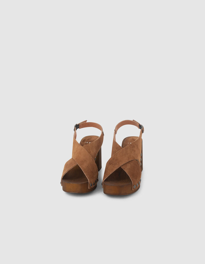 Sandalias madera ante camel mujer