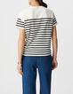 Camiseta marinera de mujer de algod&oacute;n con cuello redondo y bordado-3