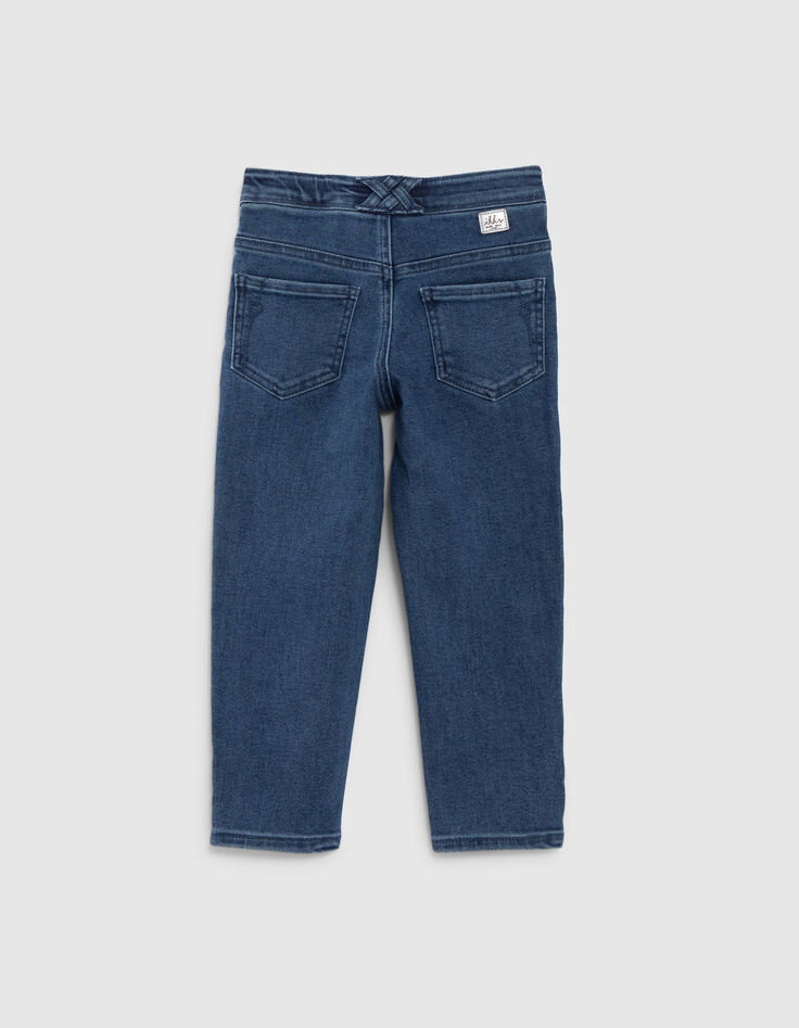 Girls' blue Waterless mom jeans, Ateba bracelet embroidery-3
