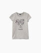 Tee-shirt gris chiné moyen visuel skull fleurs fille-2