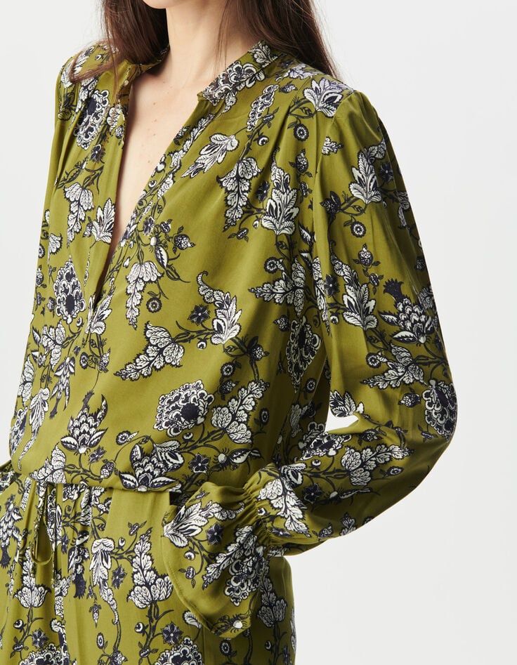 Blouse fluide verte imprimé floral Femme-5 Blouse fluide verte imprimé floral Femme-5