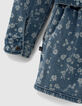 Kurzer Medium Blue M&auml;dchenjeansoverall mit Blumenprint-5