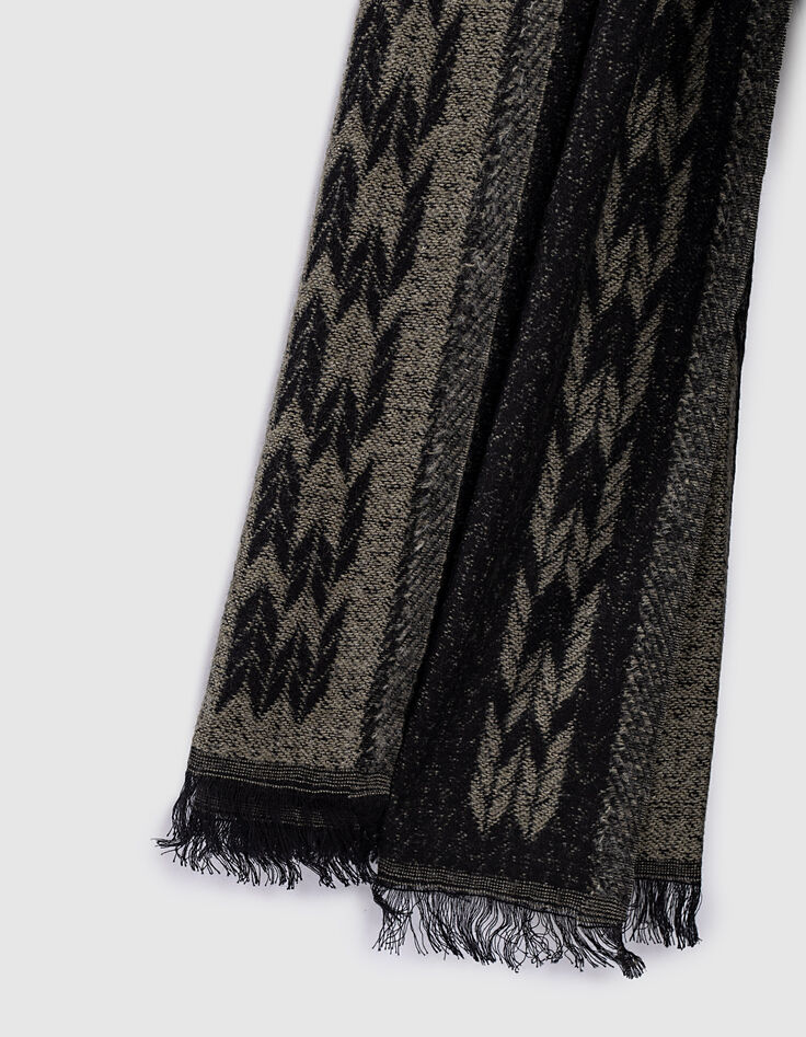 Fular caqui y negro jacquard motivo calaveras Hombre-3