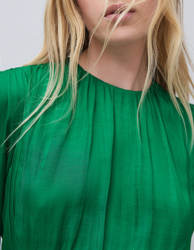 Robe vert pré froissée clous à la taille Femme-6 Robe vert pré froissée clous à la taille Femme-6
