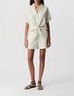 Chemise &eacute;crue gaze de coton rayures beiges Femme-1