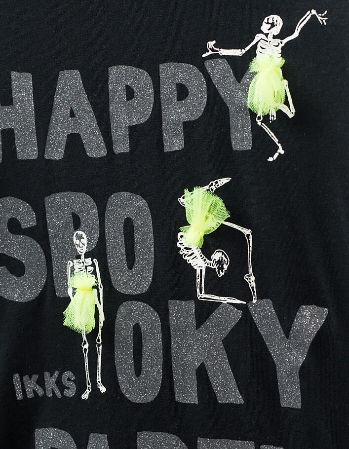 Camiseta negra Happy Spooky Party Halloween niña - IKKS