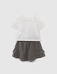 Set kaki short en ecru top babymeisjes-2