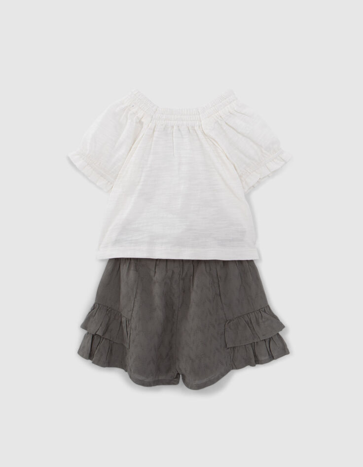 Set kaki short en ecru top babymeisjes-2