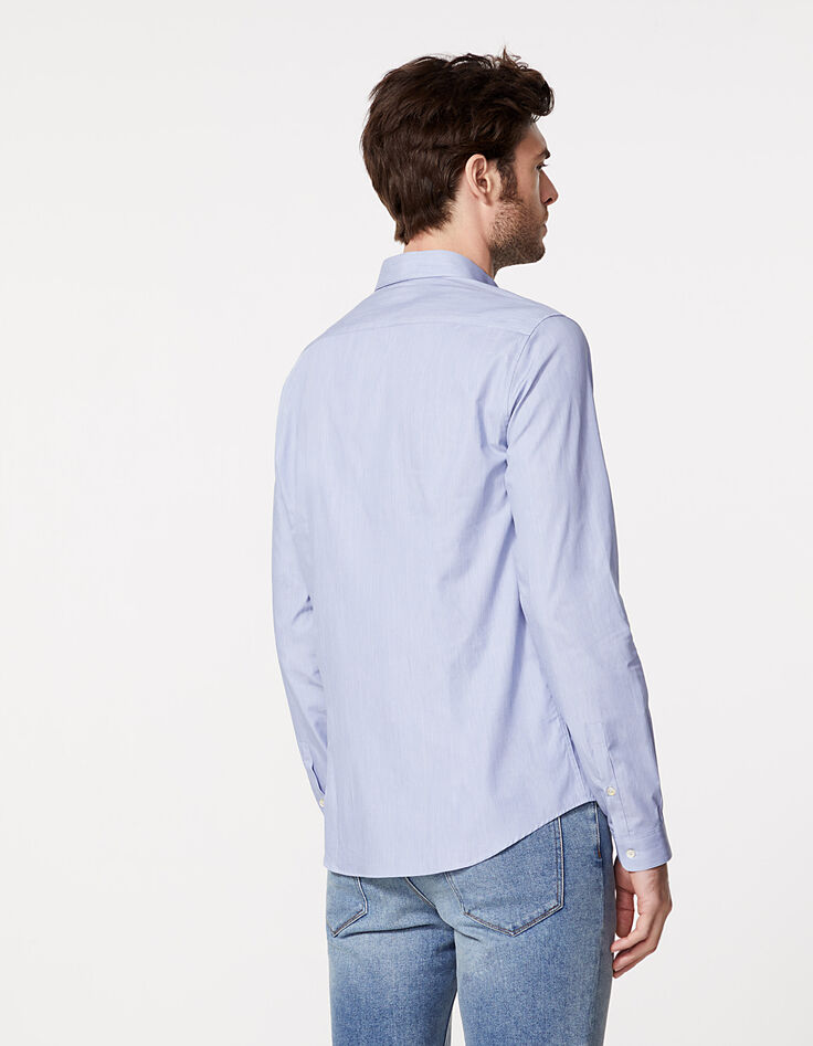 Camisa SLIM azul grisáceo con banda blanca en tira Hombre-3