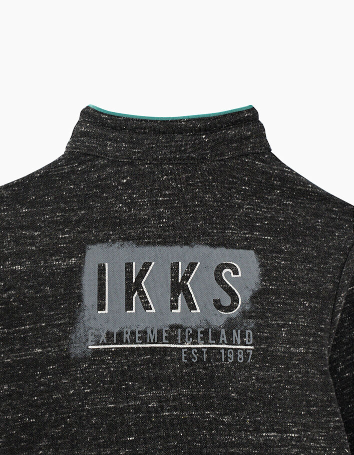 Boys’ anthracite grey marl and back print polo shirt - IKKS