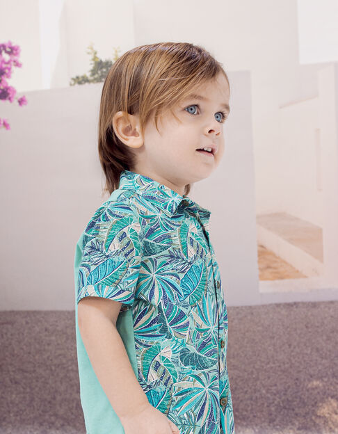 Camisa verde LENZING™ ECOVERO™ diseño exótico bebé niño - IKKS