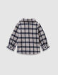 Baby boys’ ecru shirt with navy checks-3