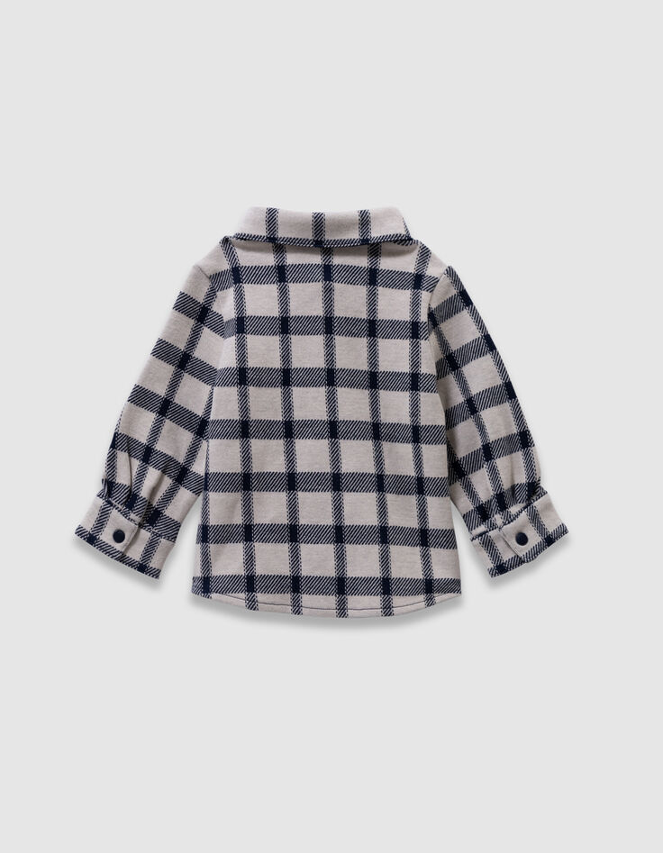 Baby boys’ ecru shirt with navy checks-3