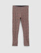 Girls' navy and micro-flower print reversible leggings-1