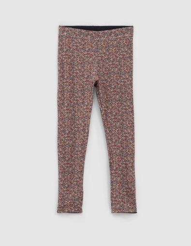 Girls' navy and micro-flower print reversible leggings - IKKS