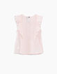 Blouse rose pâle avec volants et broderies fille-5
