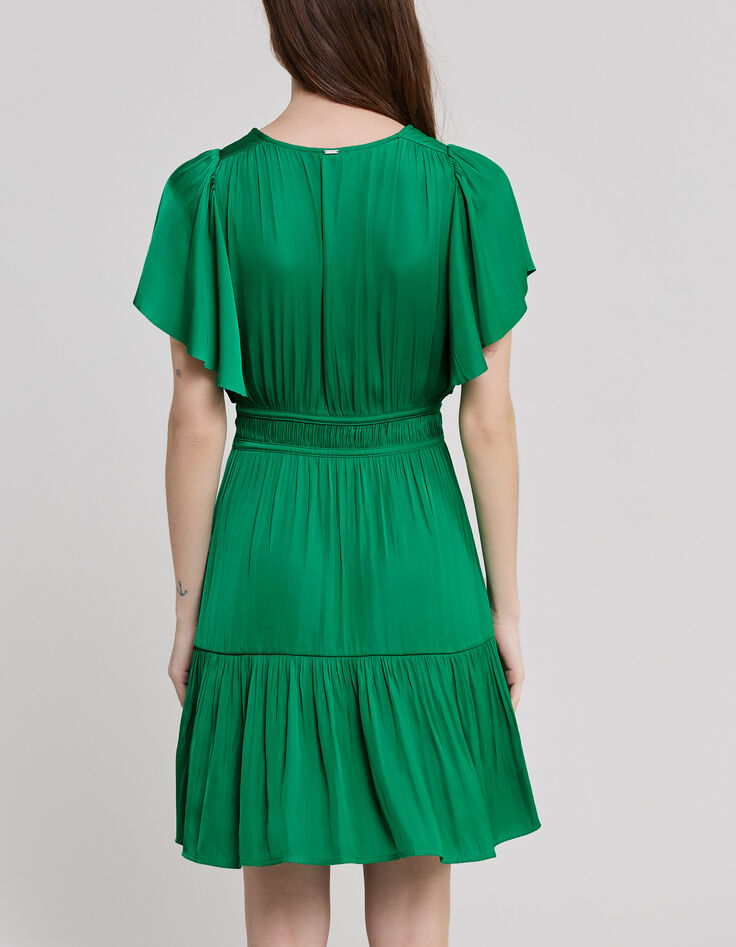 Vestido menta arrugado mangas mariposa mujer-4