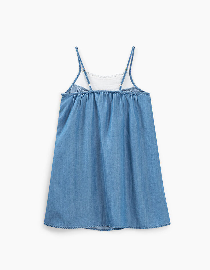 Robe light blue à bretelles avec dentelle fille-4