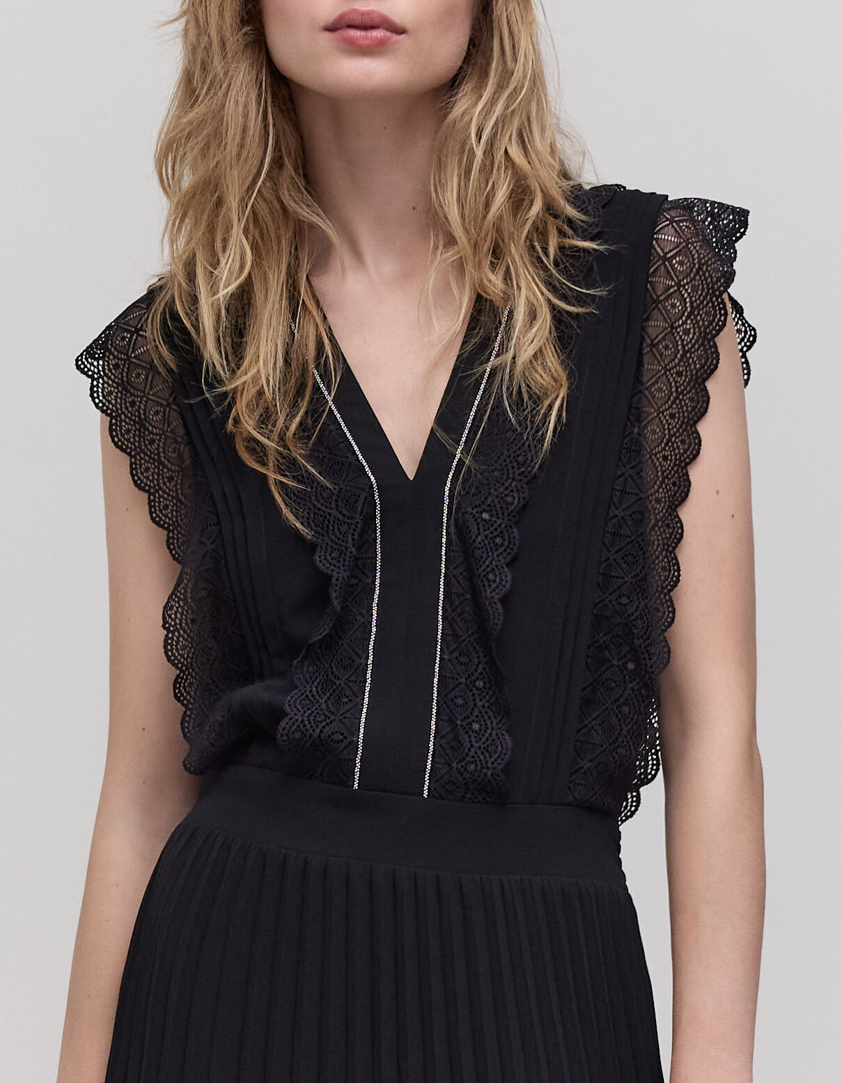 Robe dentelle plissée top