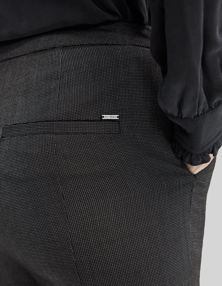 Schwarze Slim-Damenhose mit Jacquard in falschem Uni - IKKS