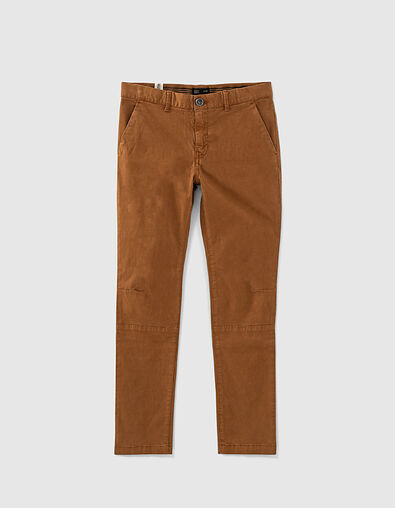 Boys’ dark brown chinos with braid waistband - IKKS