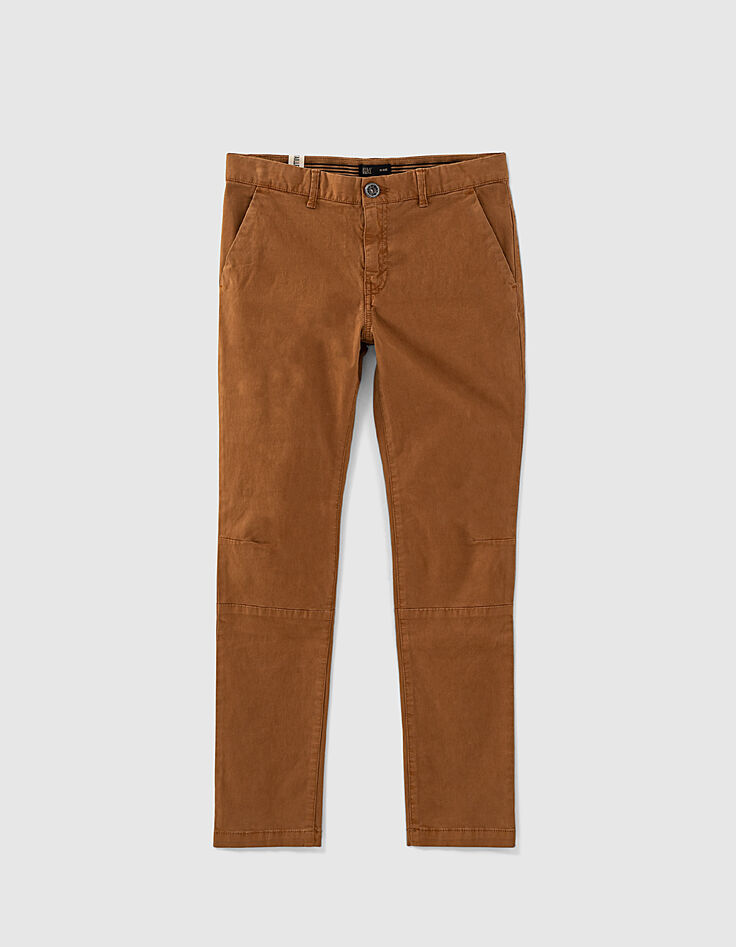 Boys’ dark brown chinos with braid waistband-1