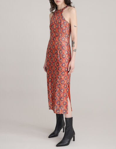 Dames midi-jurk met paillettenprint en arabesk print - IKKS
