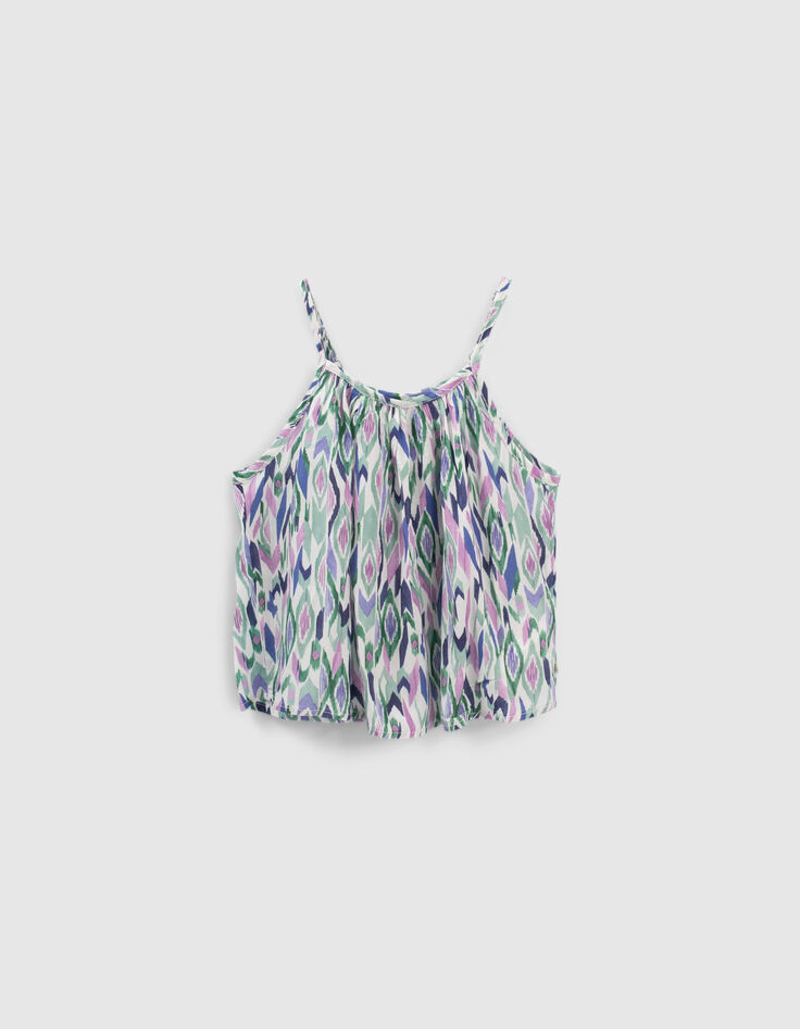 Top blanco roto estampado ikat rombos niña-2