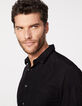 Chemise REGULAR noire en velours milleraies Homme-4