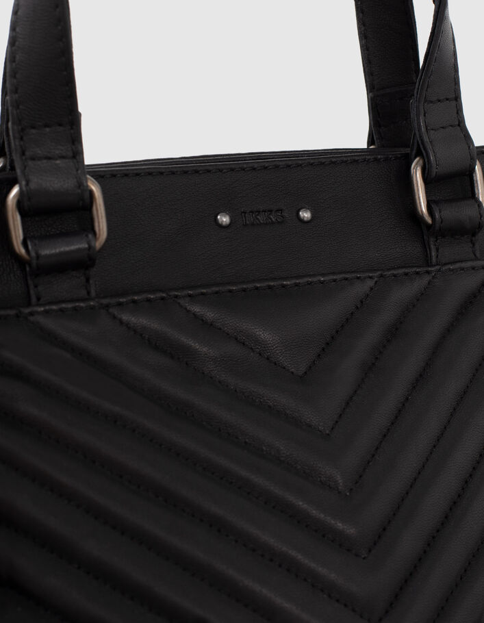 Women’s THE 1440 black quilted chevron leather tote bag - IKKS