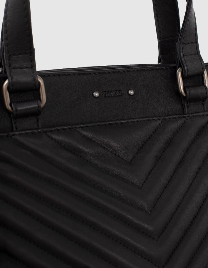 Schwarze gesteppte Tote Bag aus Chevron-Leder für Damen THE 1440 - IKKS