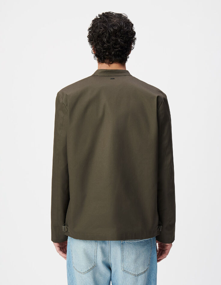 Veste kaki toile col pressionn&eacute; Homme-3