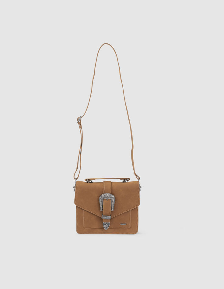 Girls’ caramel Western buckle bag-2